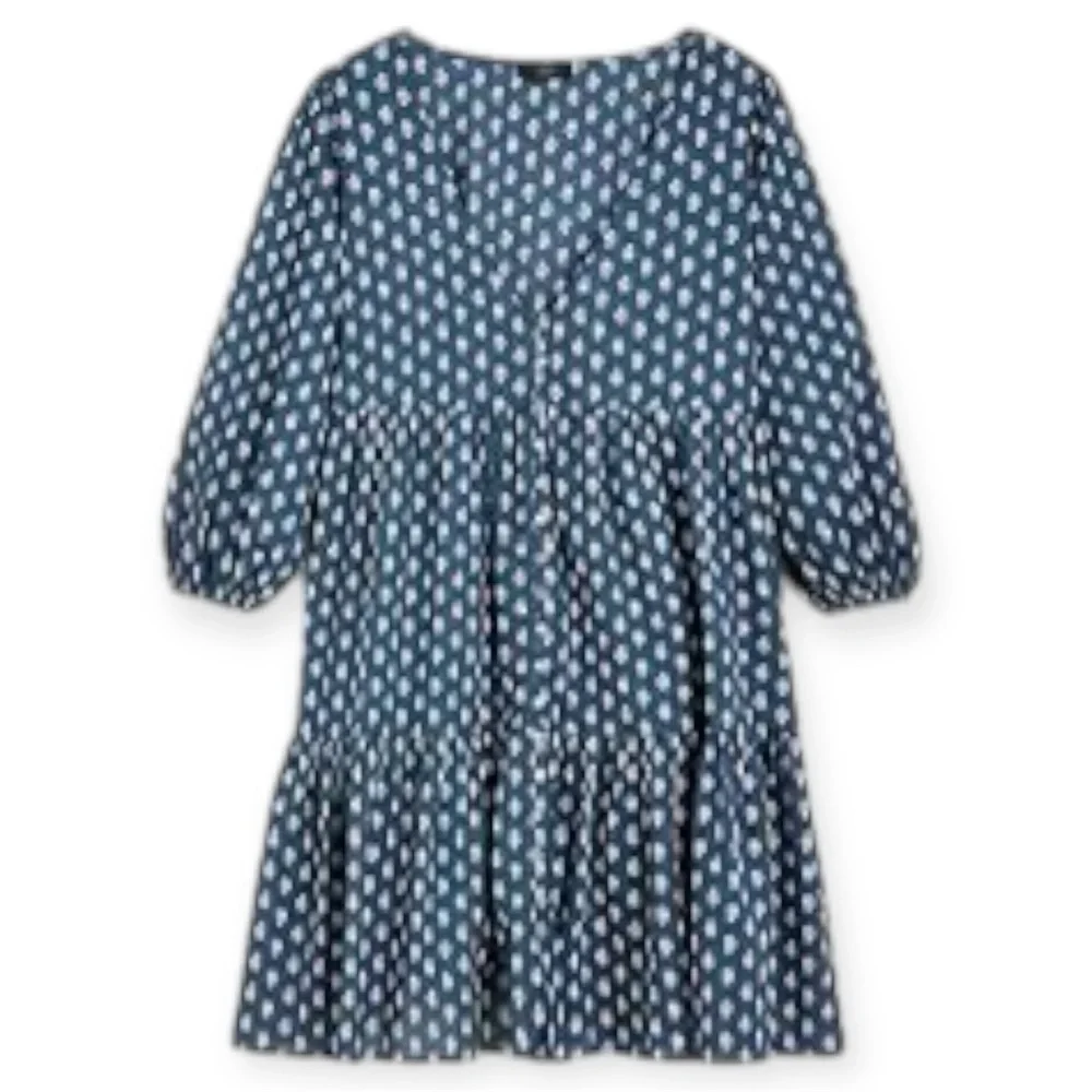 J CREW BEACHWEAR Organic Cotton A-line Floral Tiered Beach Dress Best Buds S